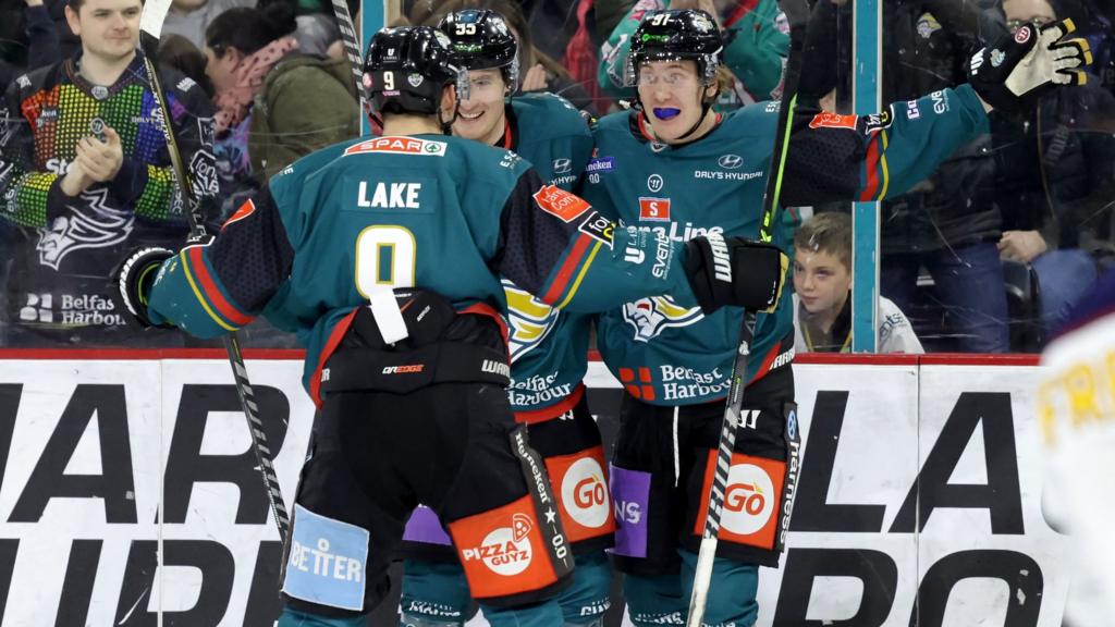 Action from Belfast Giants v Guildford Flames