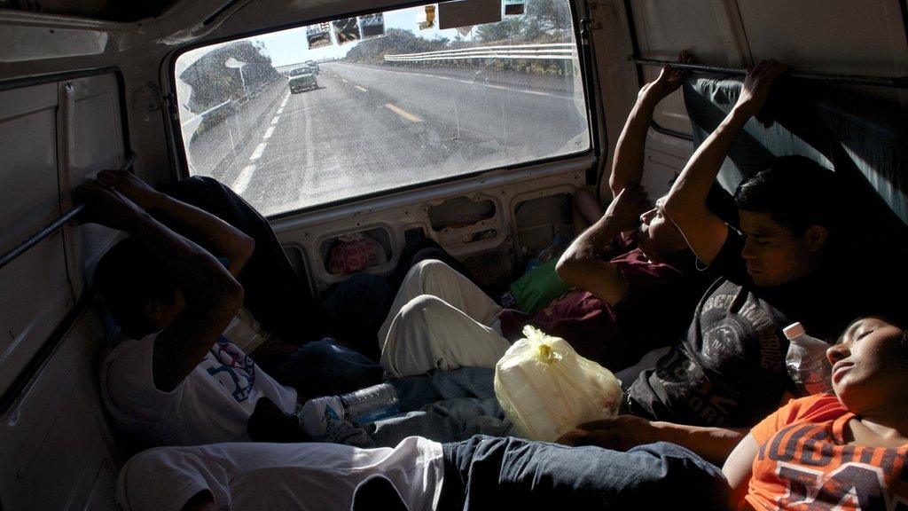 Migrants in a van