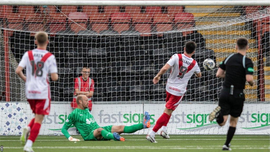 Airdrieonians' Calum Gallagher scores against Inverness Caledonian Thistle