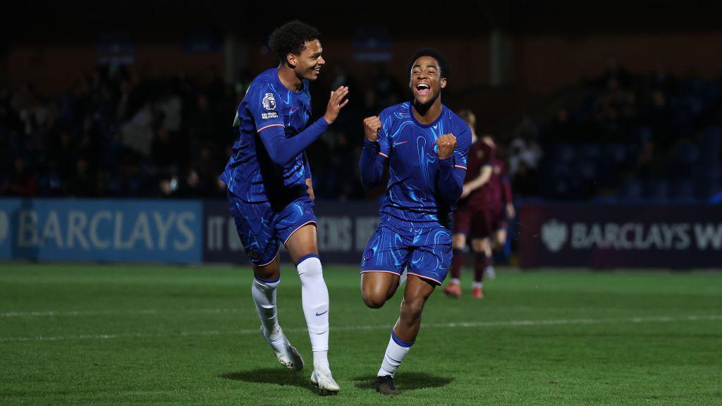 Ryan Kavuma-McQueen celebrates scoring 