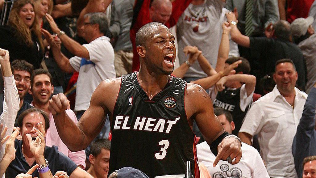 Dwyane Wade doing his iconic gesture