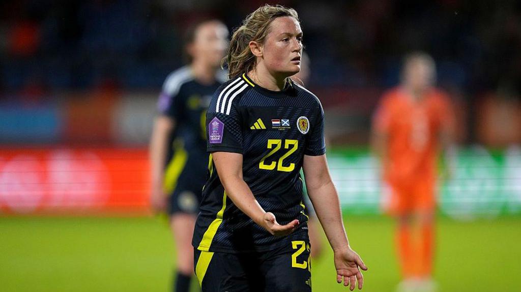 Erin Cuthbert playing for Scotland