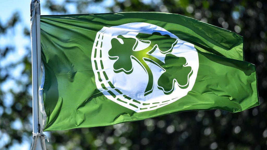 A Cricket Ireland flag fluttering in the wind