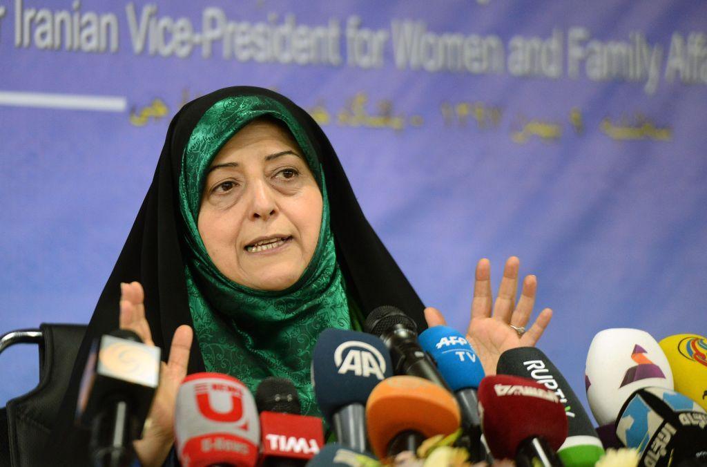 Masoumeh Ebtekar speaks during a press conference in 2019