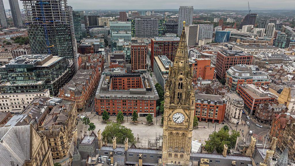 An aerial view of the centre of Manchester 