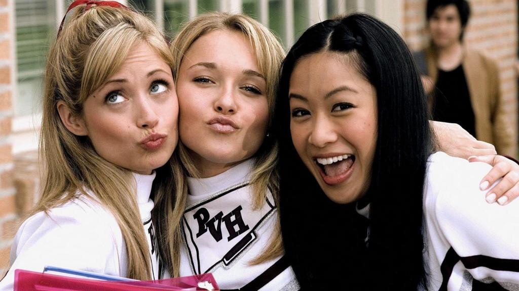 Hayden Panettiere pictured with her co-star Cindy Chiu while filming Bring It On: All or Nothing in 2006 