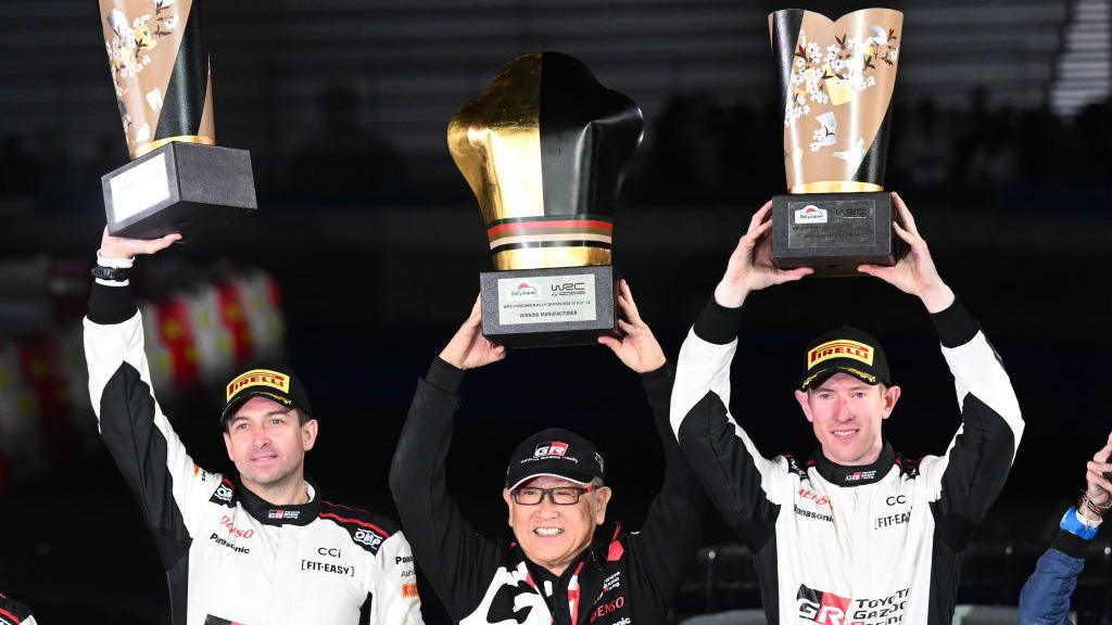 Elfyn Evans celebrates winning Rally Japan in 2024