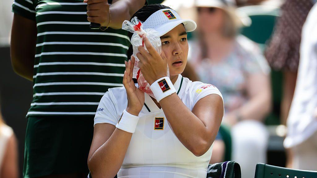 Alexandra Eala of the Philippines in action against Iga Swiatek of Poland in the third round on Day Six