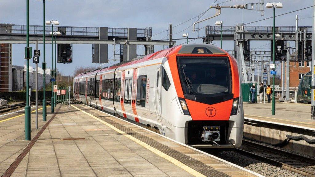 Train arrives at Cardiff Central