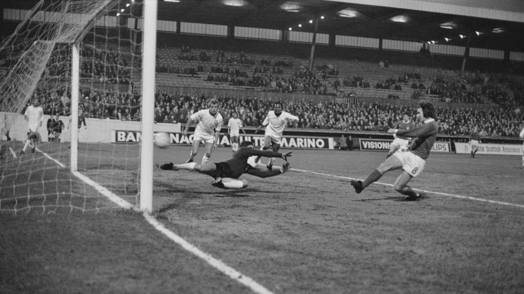 Martin O'Neill scores against Portugal