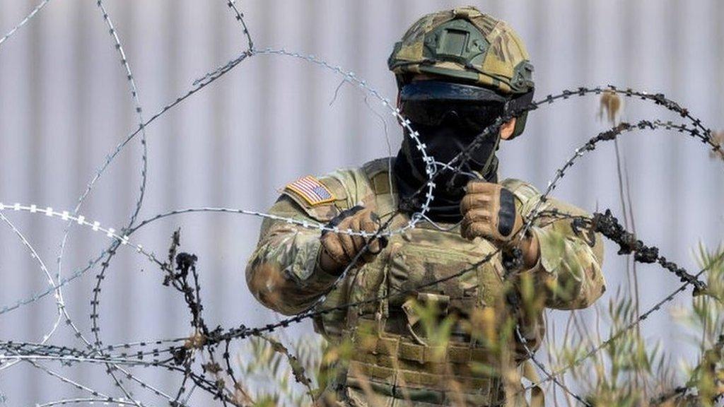 US National Guardsman at the Texas-Mexico border on 31 January