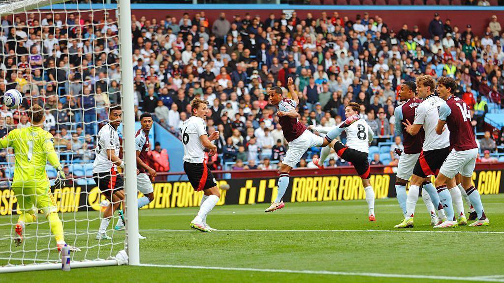 Youri Tielemans puts Aston Villa in front in their Premier League match at home to Fulham