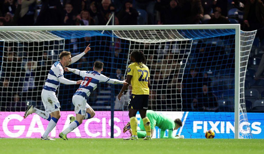 Sam Field celebrates after scoring for Queens Park Rangers against Oxford United