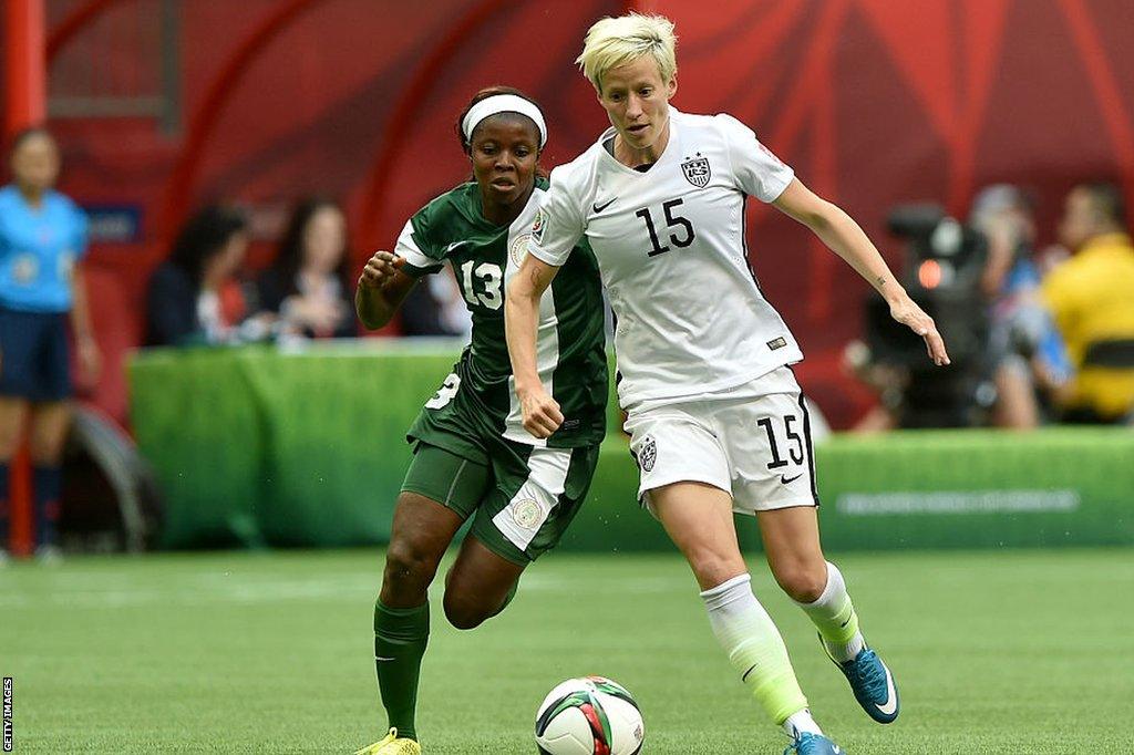 Megan Rapinoe of the USA facing Nigeria in the 2015 Fifa Women's World Cup