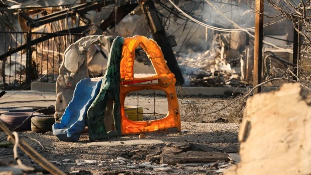 LA wildfires rage on as officials defend response and cadaver dogs search for victims