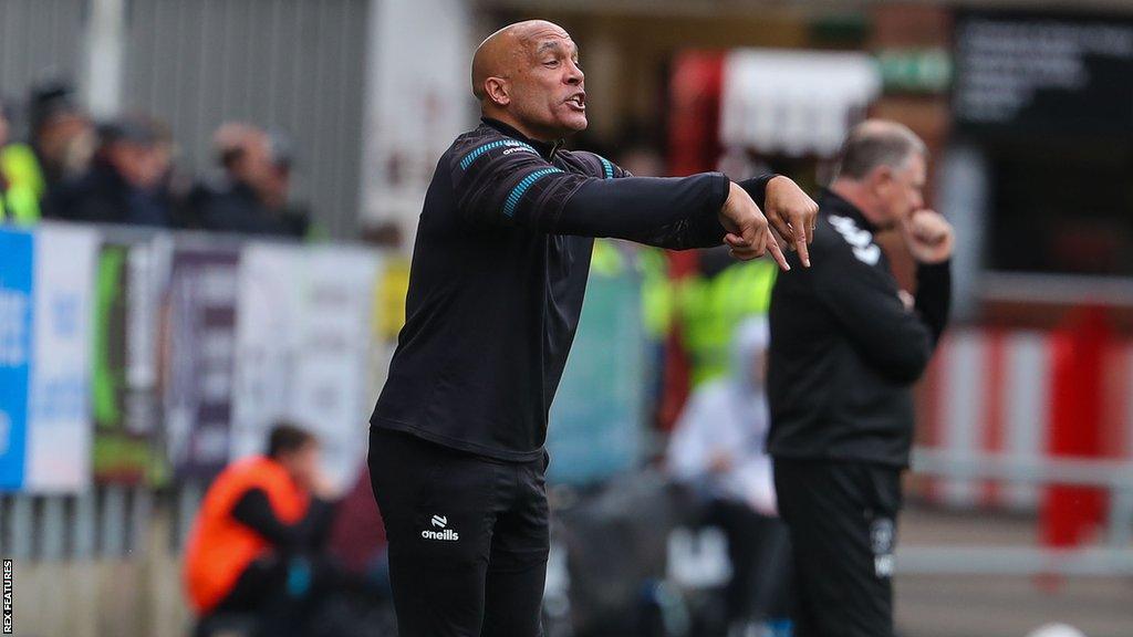 Curtis Fleming gestures from the touchline during a Bristol City game this season