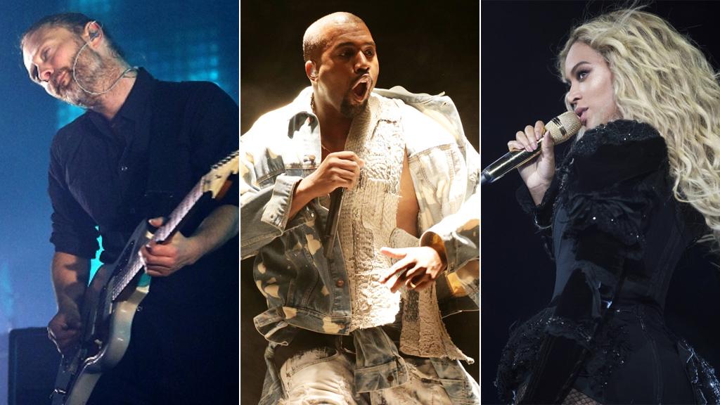 Radiohead, Kanye West and Beyonce