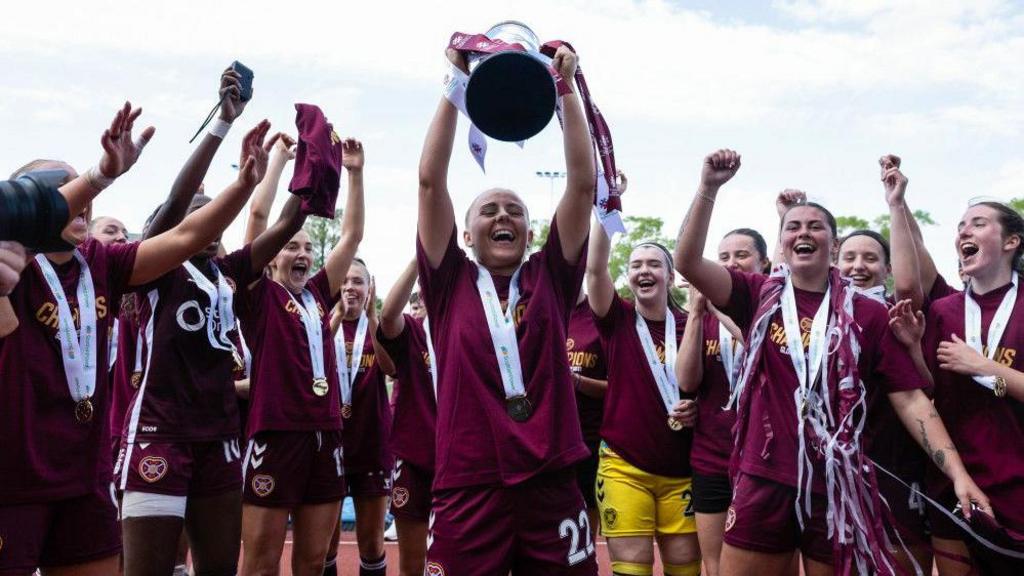 Hearts players celebrating