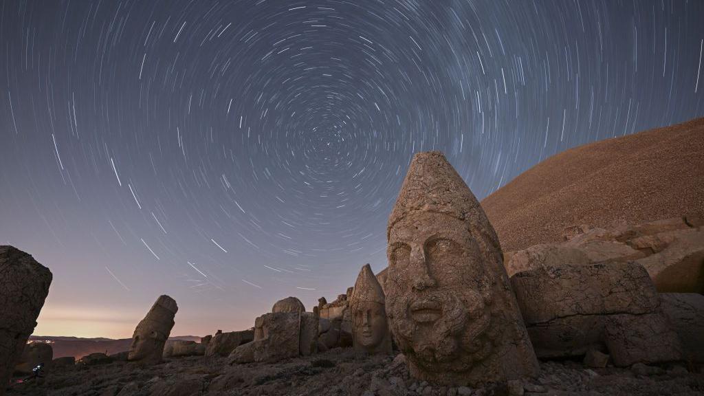 Perseid meteor shower is observed at Mount Nemrut Ruins