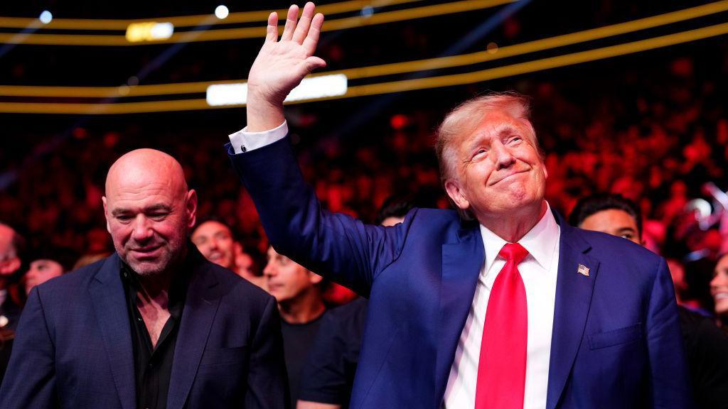 Donald Trump and Dana White attend UFC 296