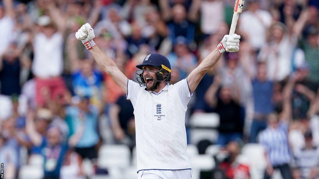 Chris Woakes celebrates