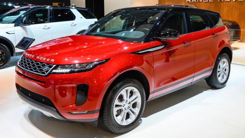 Red Range Rover on display in Brussels