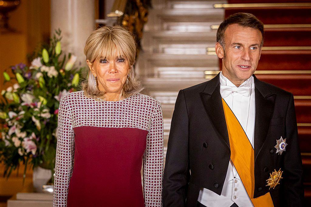 Brigitte Macron and Emmanuel Macron attending a gala