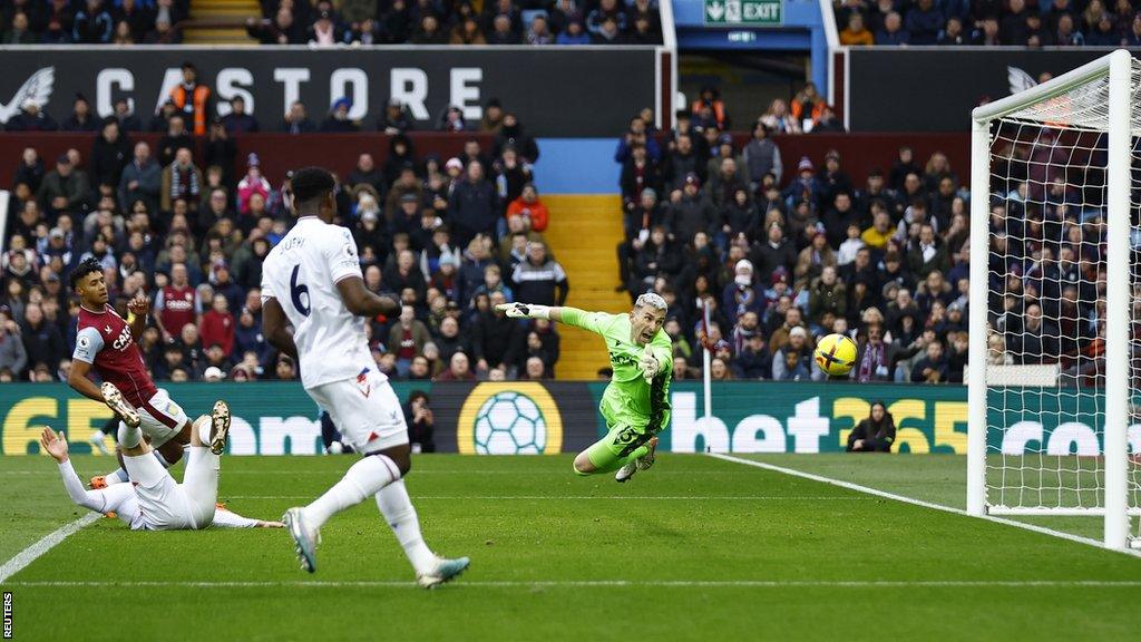 Premier League - Aston Villa v Crystal Palace - Villa Park, Birmingham, Britain - March 4, 2023 - Crystal Palace's Joachim Andersen scores an own goal