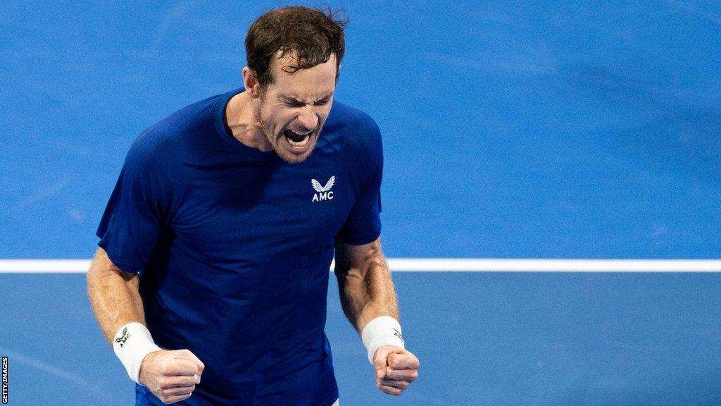 Andy Murray celebrates at the Qatar Open