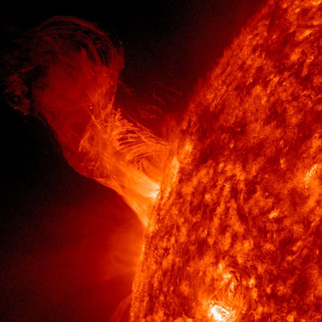 IN SPACE - DECEMBER 31: In this handout from NASA, a solar eruption rises above the surface of the sun December 31, 2012 in space. According to NASA the relatively minor eruption extended 160,000 miles out from the Sun and was about 20 times the diameter of Earth. (Photo by NASA/SDO via Getty Images)