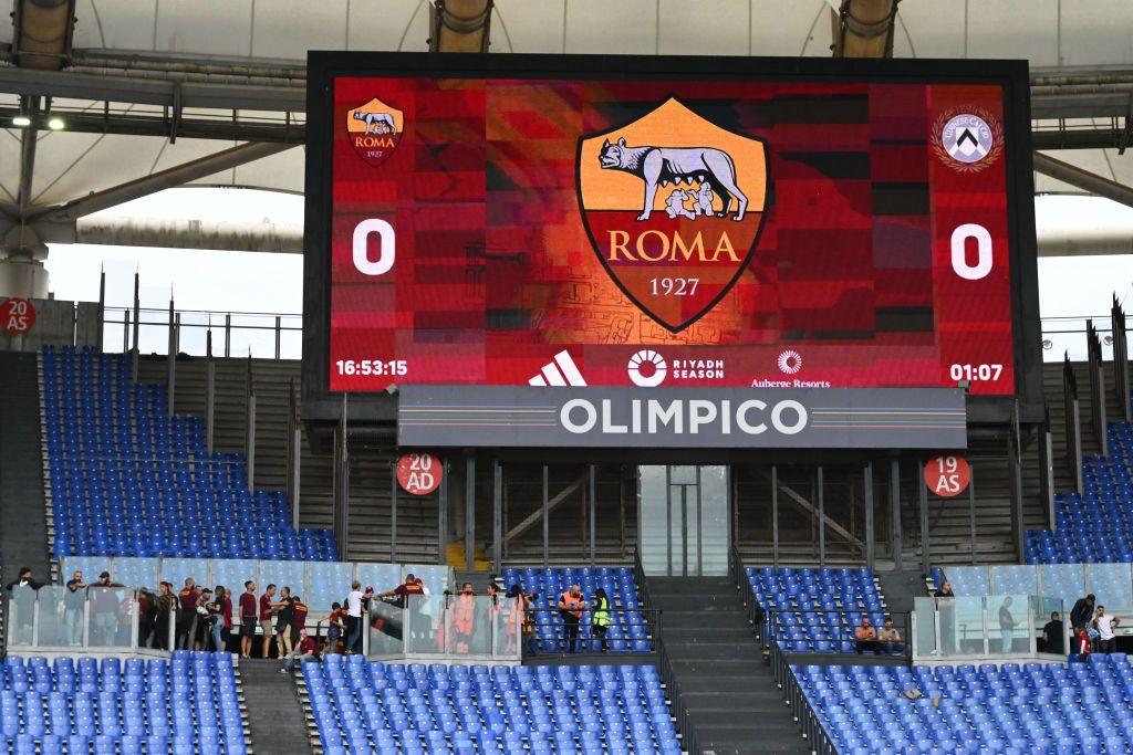 The Curva Sud empty during Roma's match against Udinese