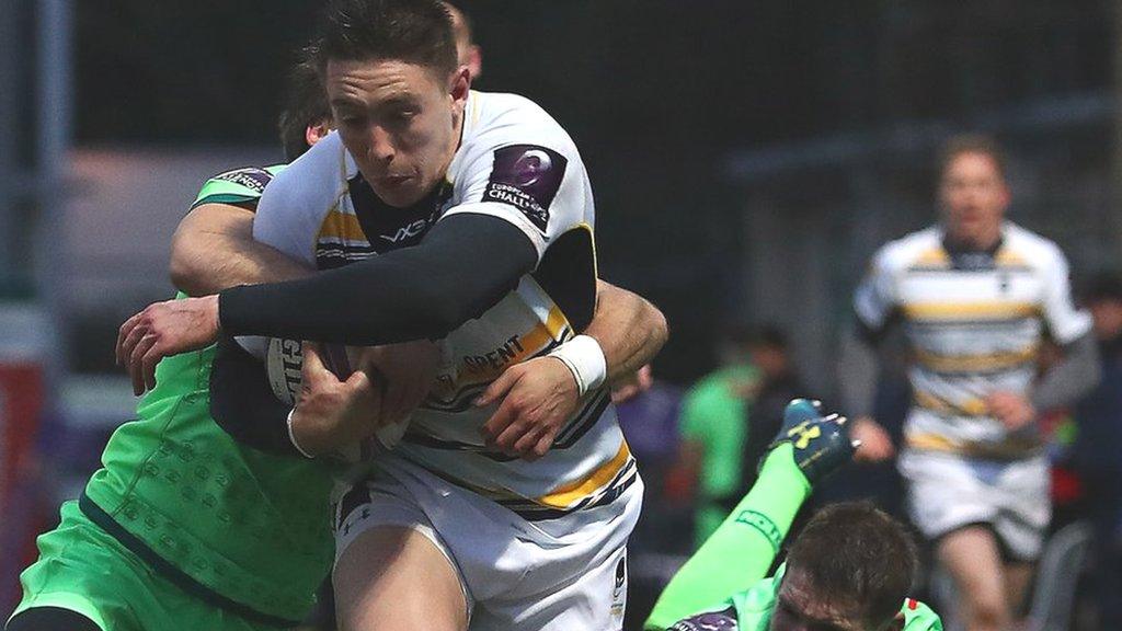 Wales international Josh Adams' try was his third of the season for Worcester - and his first in the European Challenge Cup