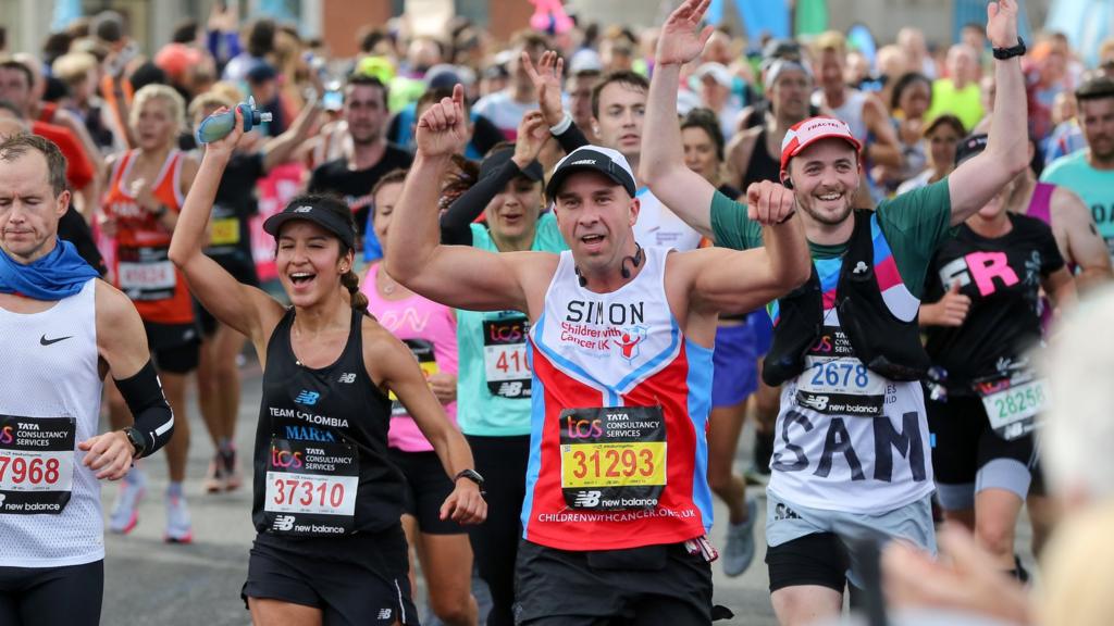 Runners participating in the London Marathon