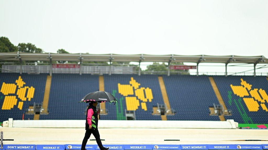 The Sophia Gardens pitch under cover