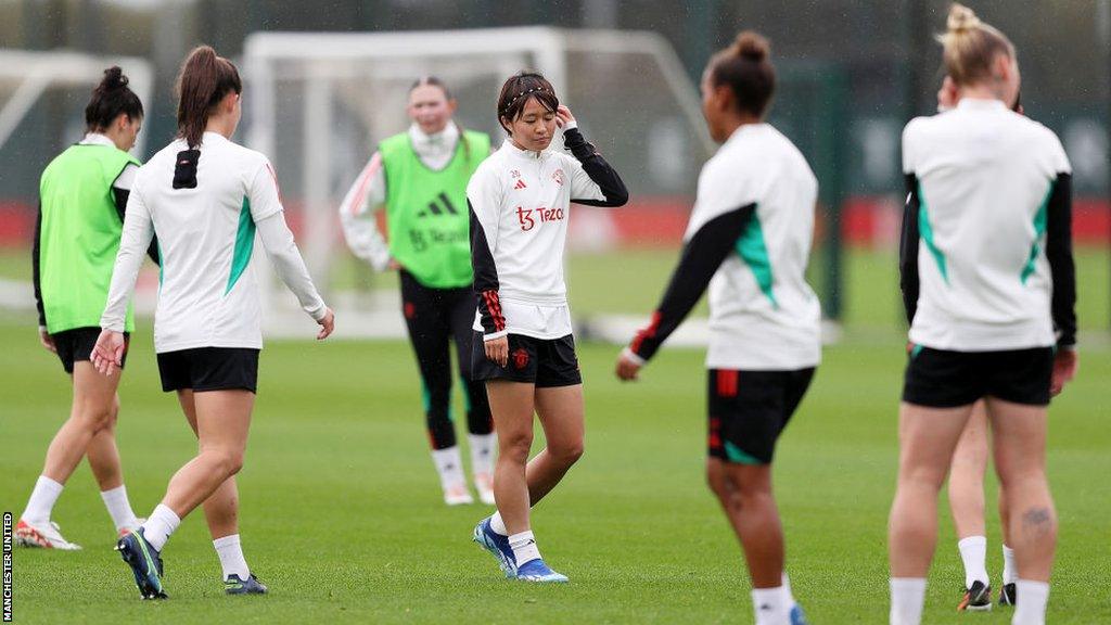 Manchester United women train at Carrington