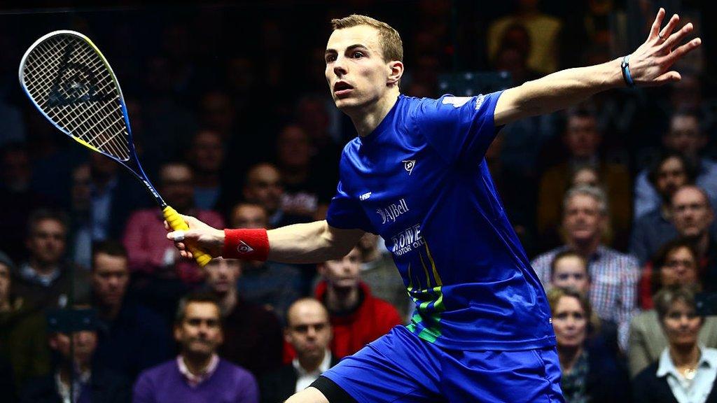 Nick Matthew at the Canary Wharf Squash Classic in London, 2015