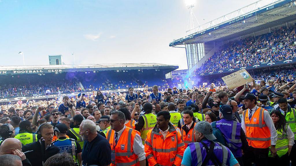 Ipswich Town supporters celebrate promotion to the Premier League after the Sky Bet Championship