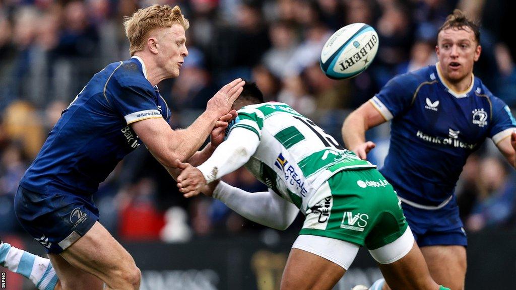 Tommy O'Brien and Luke turner in action against Malakai Fekitoa