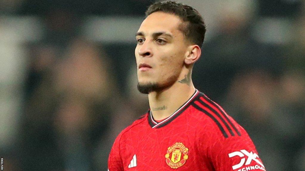 Manchester United winger Antony on the pitch during a Premier League match