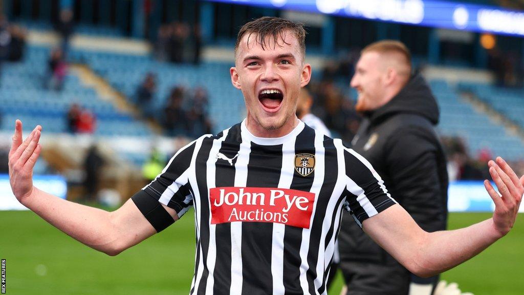 Lewis Macari celebrates a Notts County win