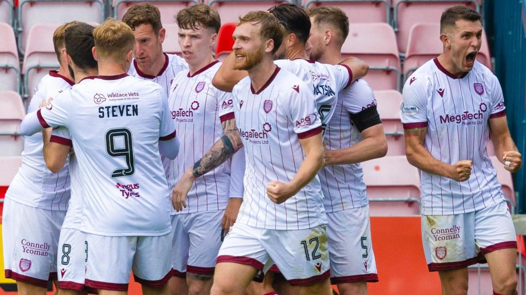 Arbroath players celebrating
