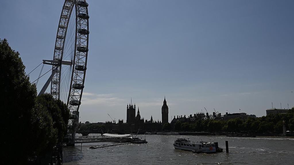 A sunny central London in the extreme heat.