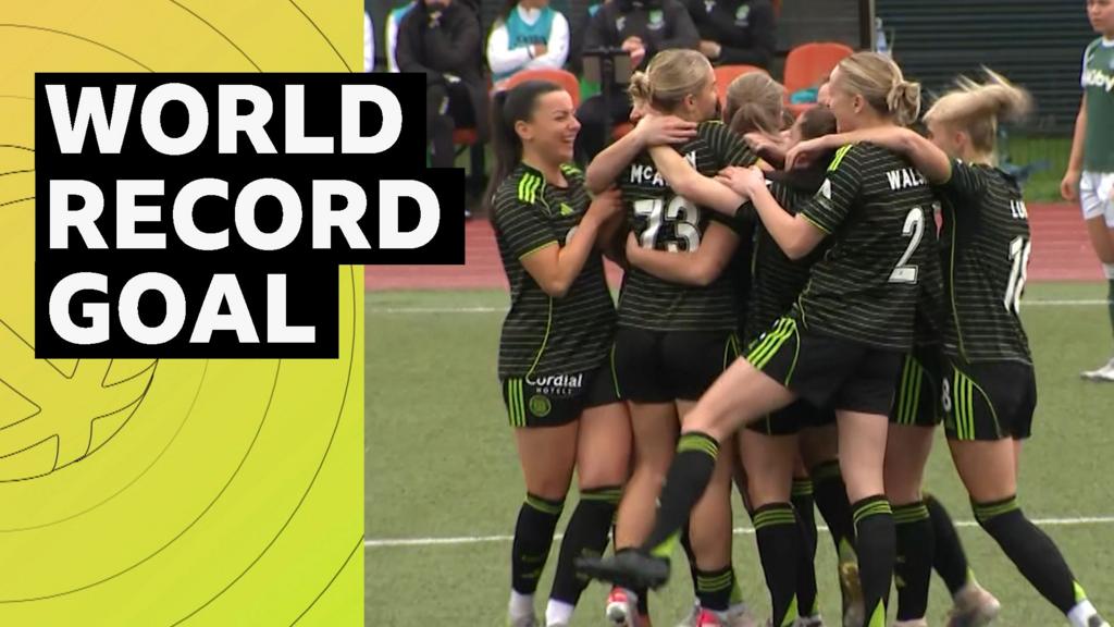 Watch Celtic's McAneny's world record-breaking halfway line goal