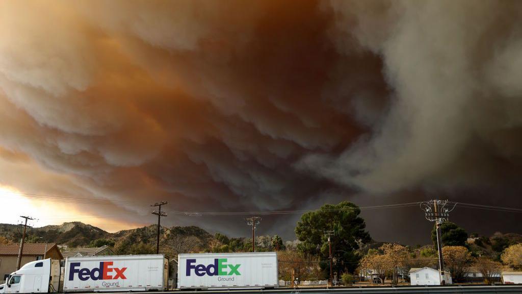 Image shows smoke from the fire