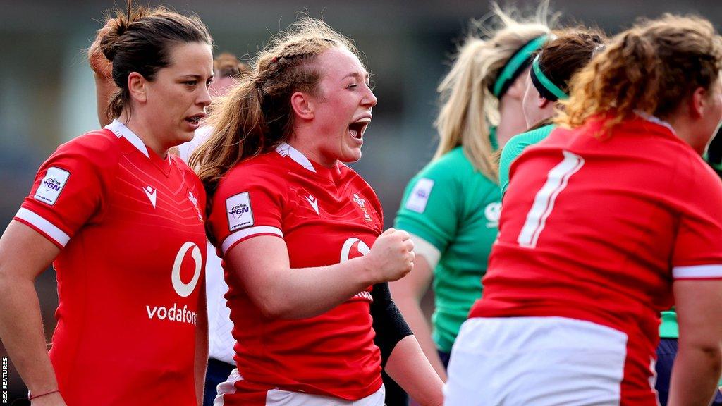 Abbie Fleming in action for Wales Women