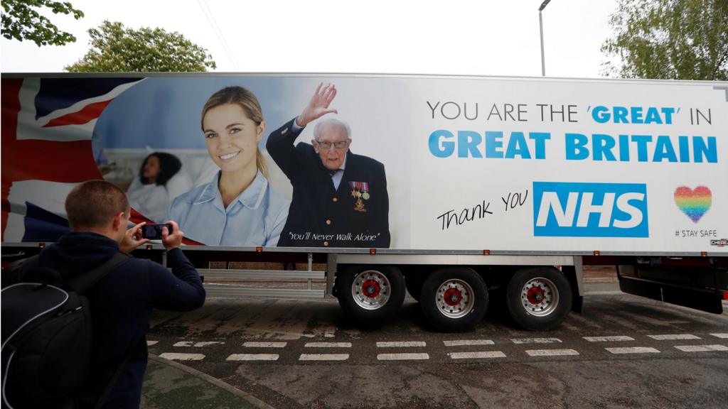 Lorry marking Capt Tom Moore's birthday