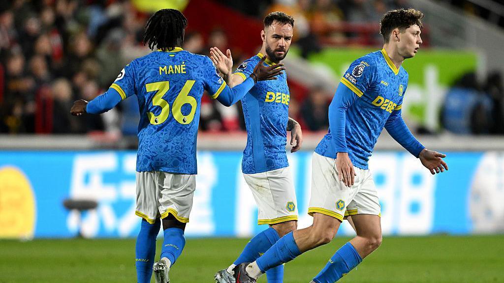 Adam Armstrong celebrates with Mateus Mane