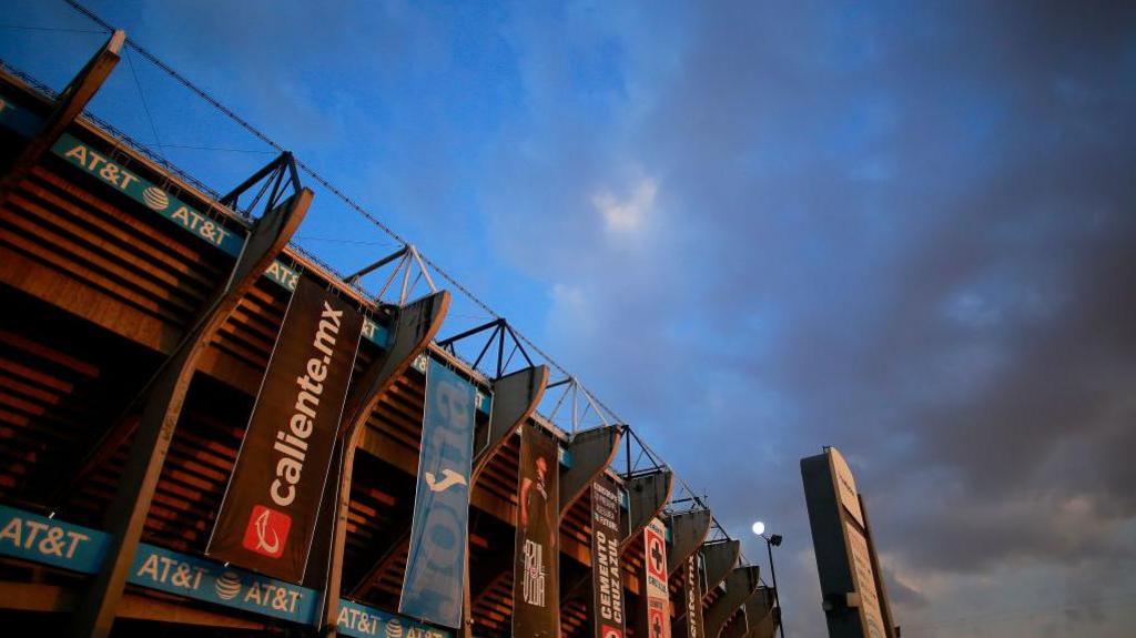 An exterior view of Estadio Azteca in Mexico City before a Cruz Azul match