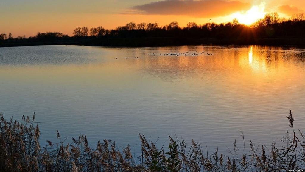 Sunset and ducks at Watermead Country Park