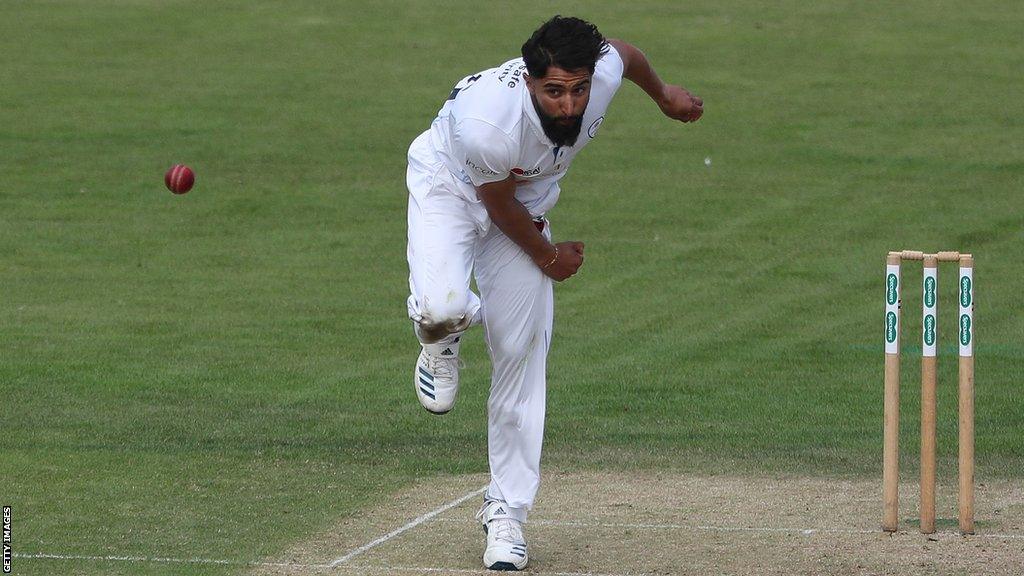 All-rounder Anuj Dal bowling for Derbyshire